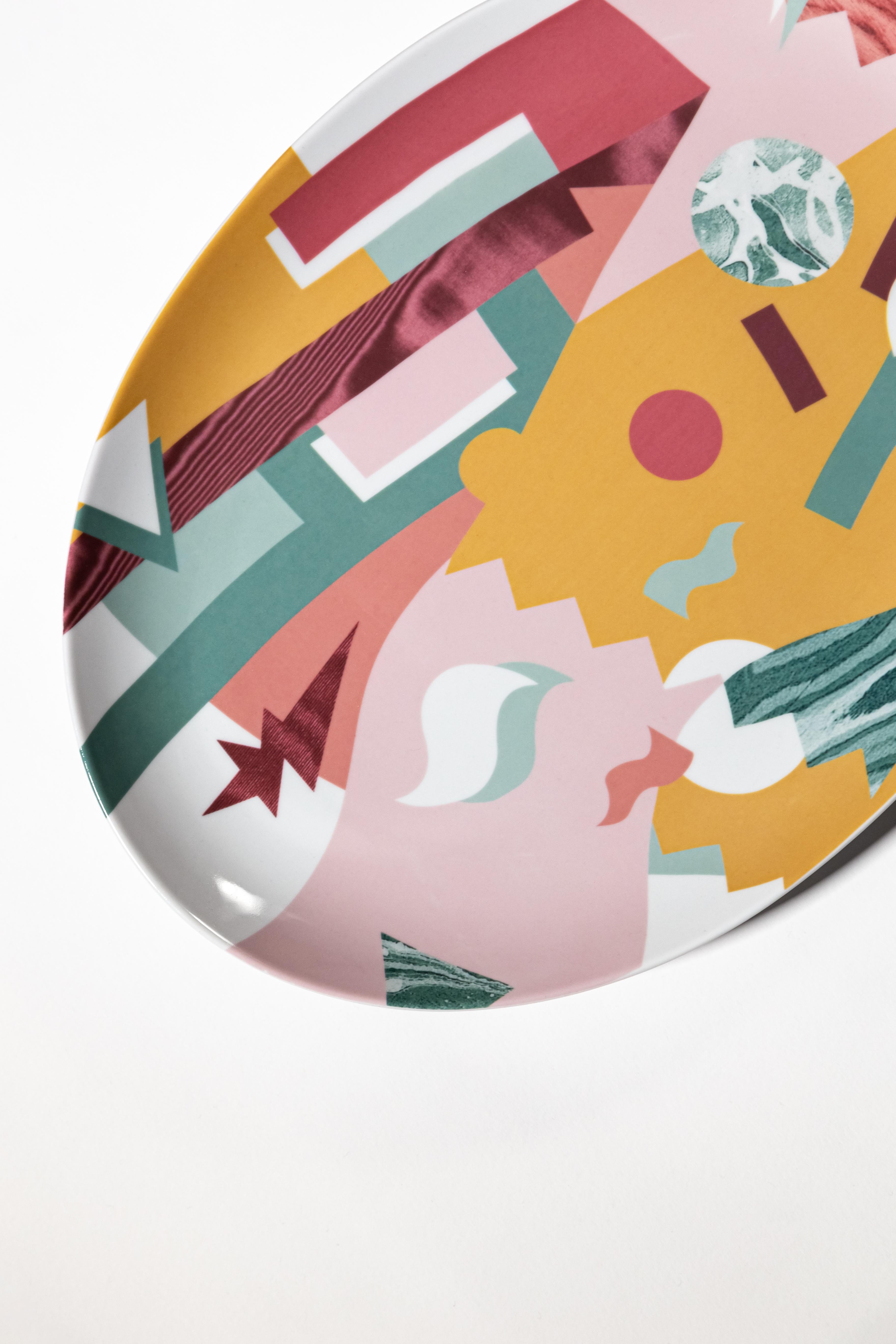 Alchimie Bandeja de porcelana decorada de diseño contemporáneo de Vito Nesta Otro en venta