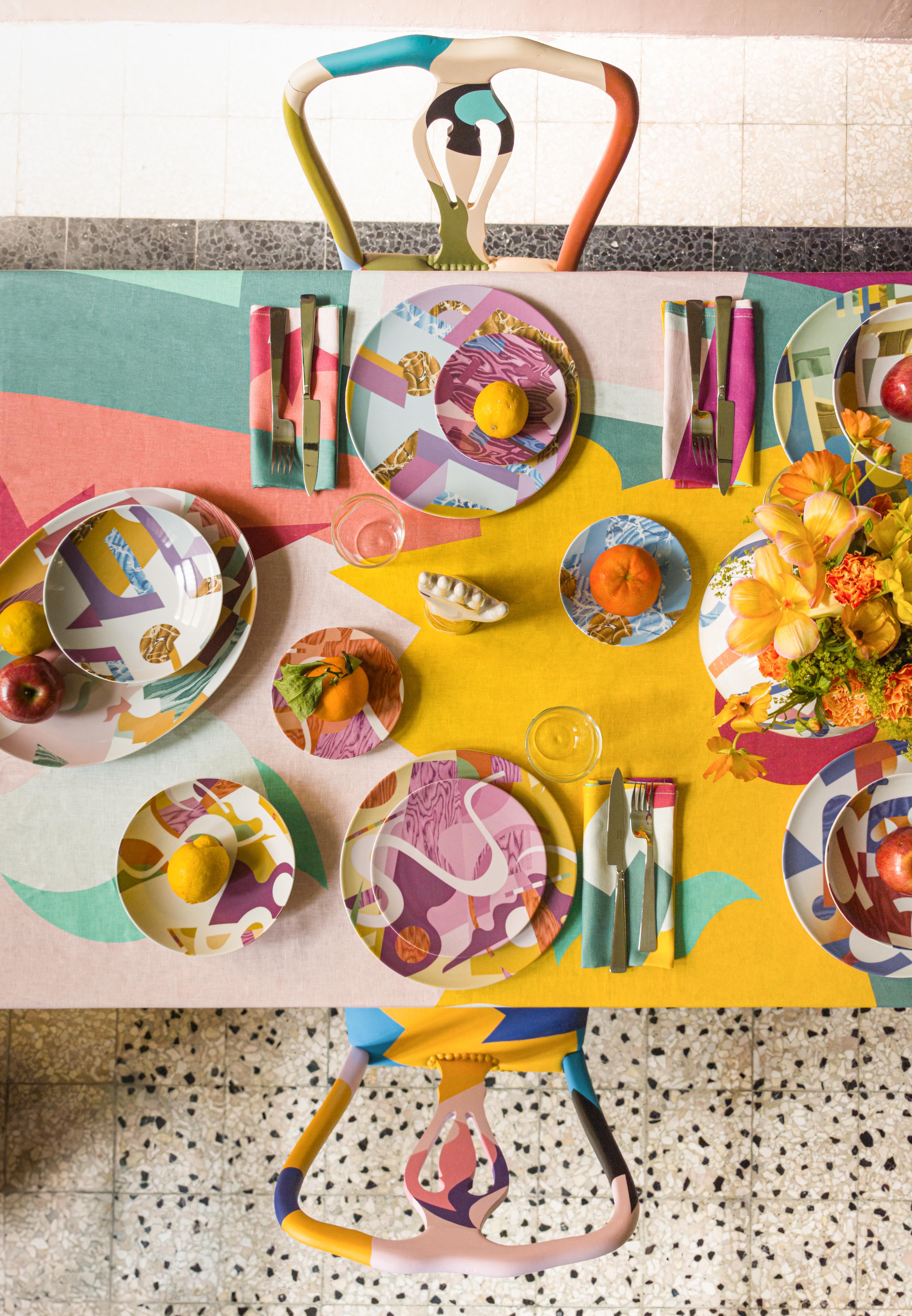 Alchimie Bandeja de porcelana decorada de diseño contemporáneo de Vito Nesta Italian en venta