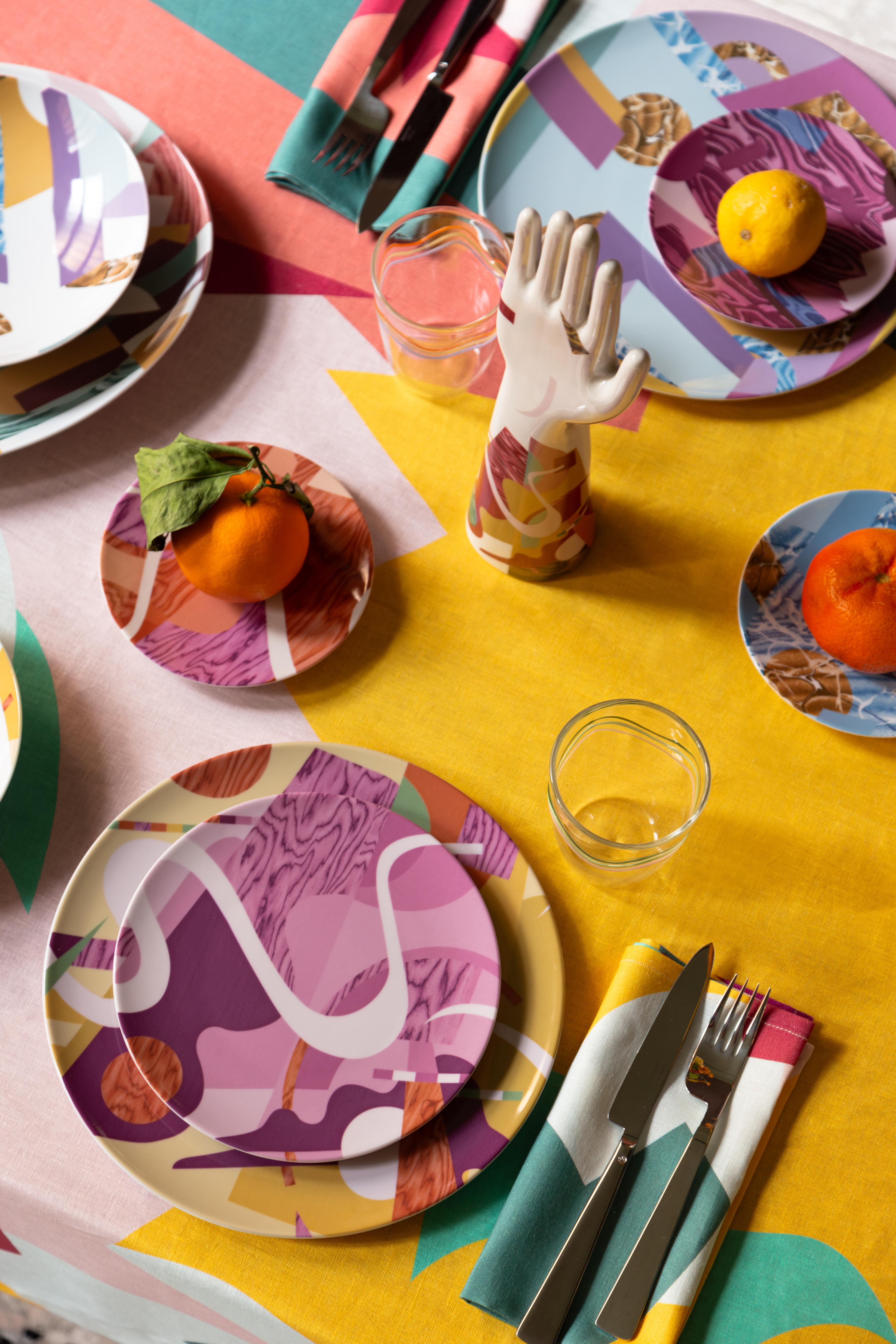 Alchimie, Seis Platos Contemporáneos de Porcelana para Pan con Diseño Decorativo en venta 4