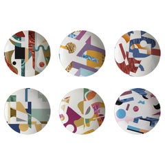 Alchimie, Six Contemporary Porcelain soup plates with Decorative Design