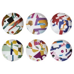 Alchimie, Six Contemporary Porcelain soup plates with Decorative Design