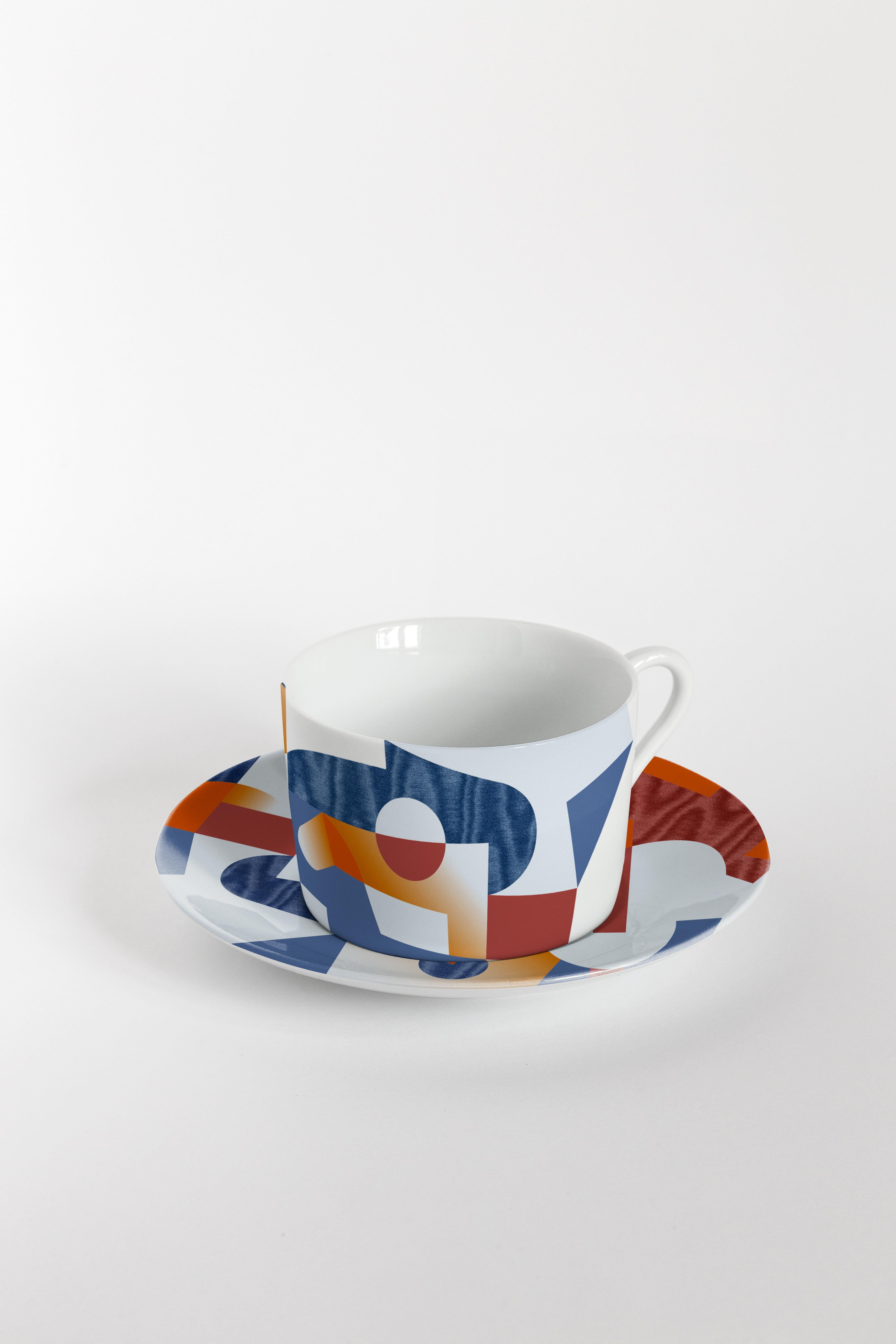 Moulé Alchimie, service à thé avec six porcelaines contemporaines au design décoratif en vente