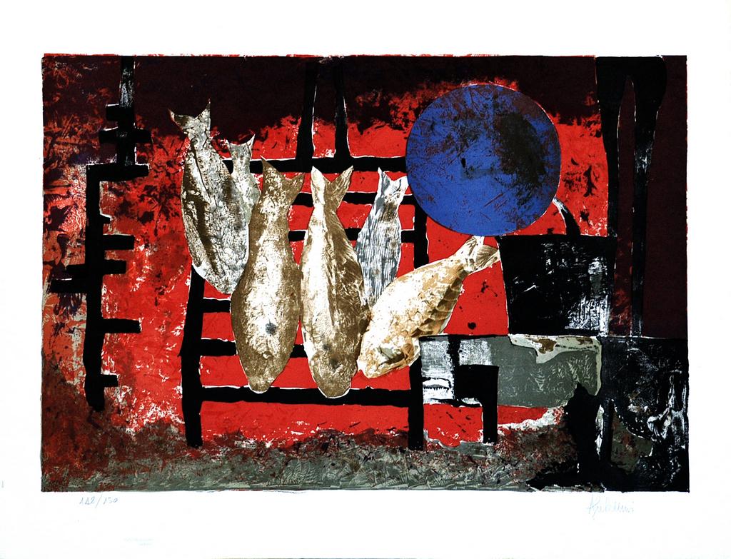 Fische – Lithographie von Alcione Gubellini – 1970er Jahre