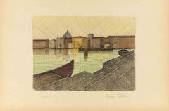 View of Venice - Etching by Alcione Gubellini - Mid-20th Century