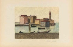 Vue de Venise, gravure d'Alcione Gubellini, milieu du 20e siècle
