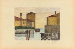 View of Venice - Etching by Alcione Gubellini - Mid-20th Century