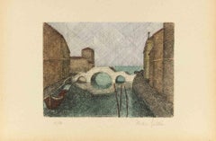 View of Venice - Etching by Alcione Gubellini - Mid-20th Century