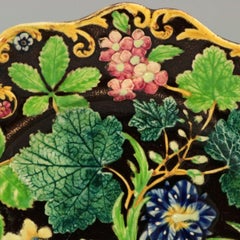 Alcock Majolica Flower and Leaf Plate