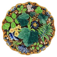 Alcock Majolica Flower and Leaf Plate