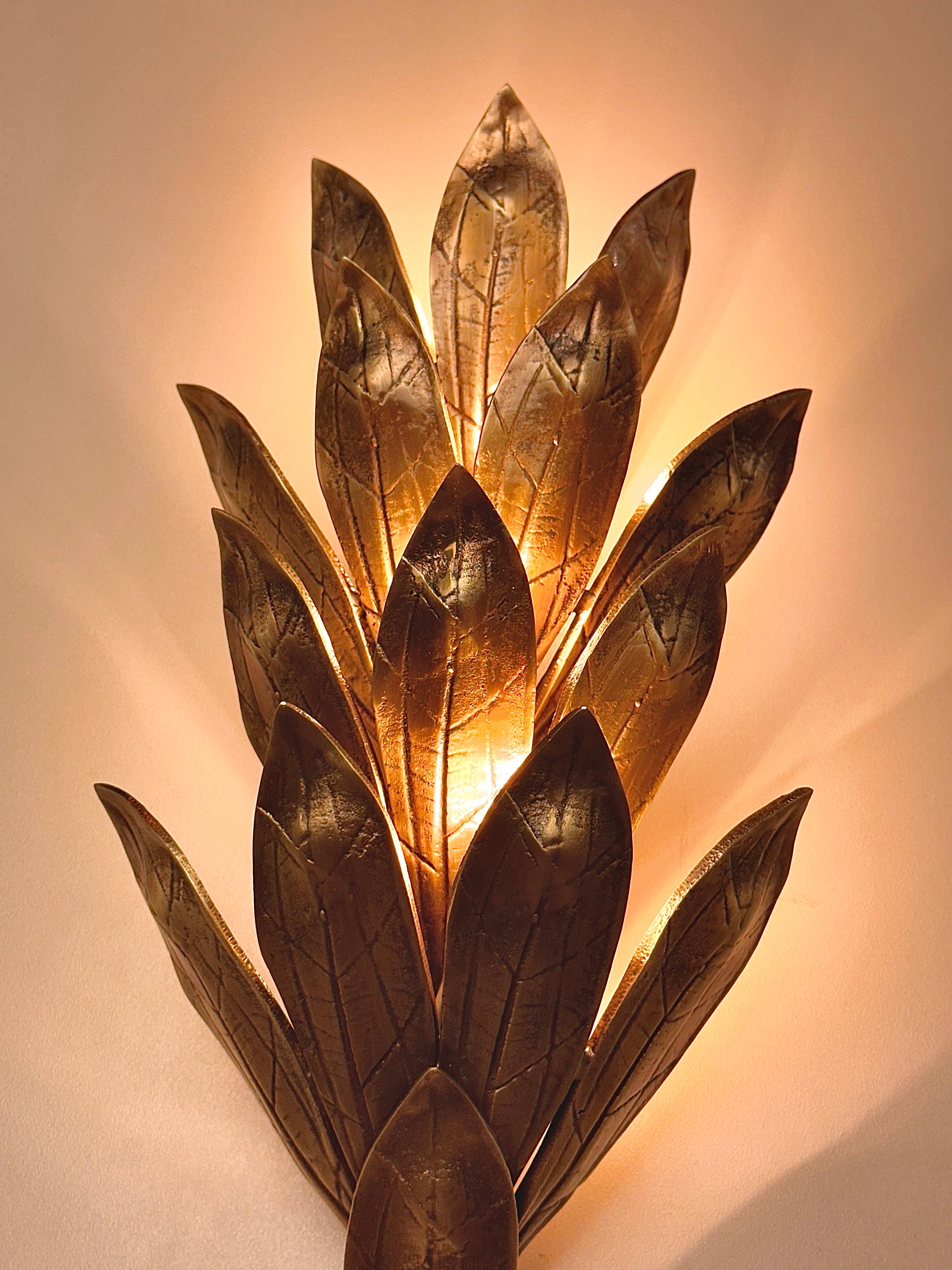 Alcoron Sculptural Brass Casting Wall Sconce For Sale 4