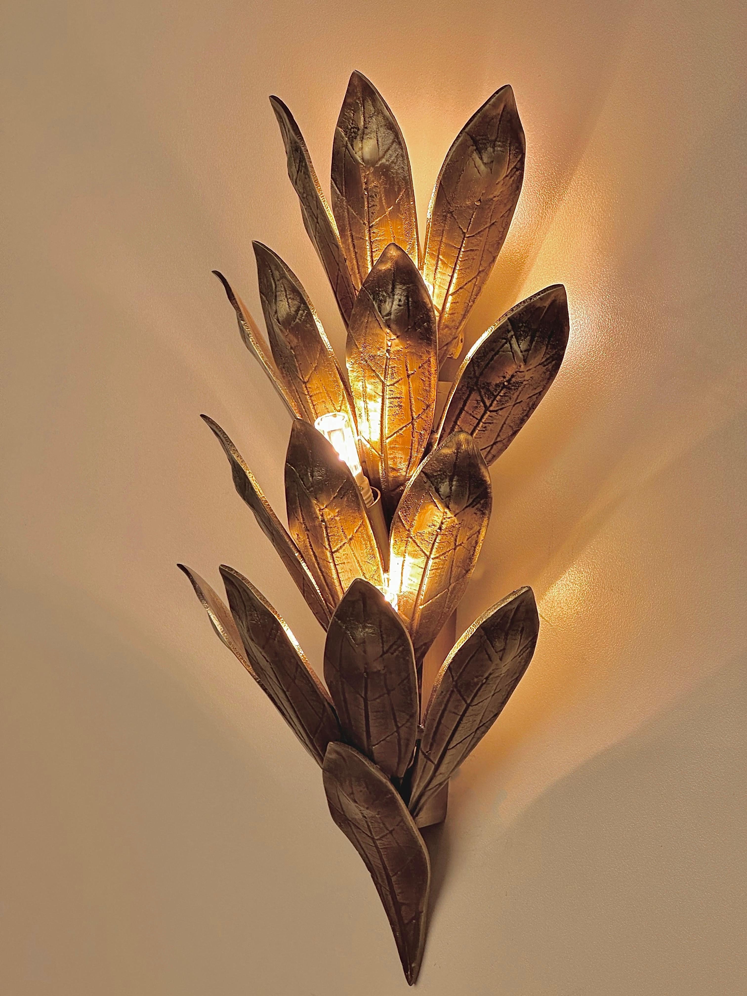 Alcoron Sculptural Brass Casting Wall Sconce For Sale 6