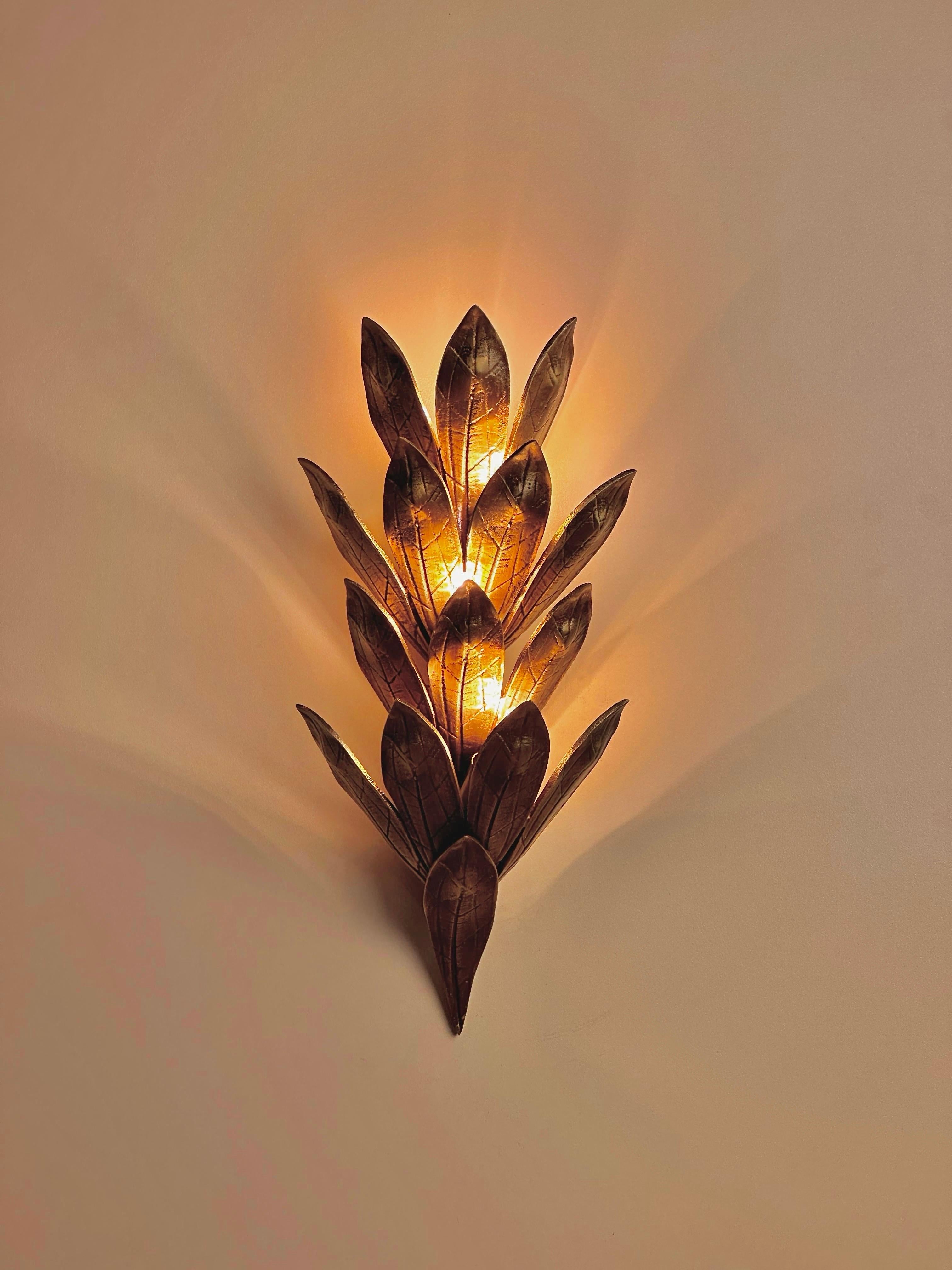 Alcoron Sculptural Brass Casting Wall Sconce For Sale 10