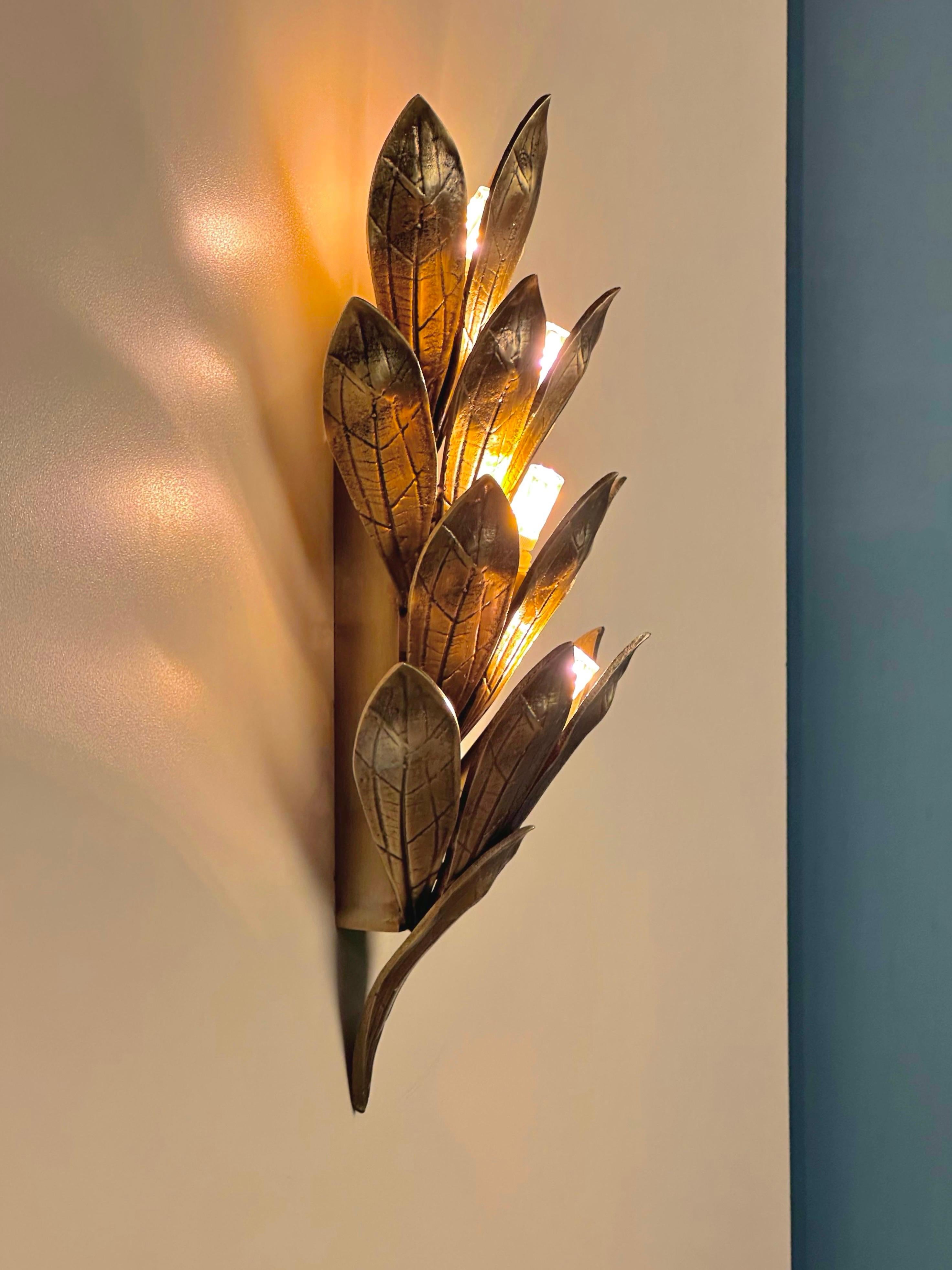 Alcoron Sculptural Brass Casting Wall Sconce For Sale 1