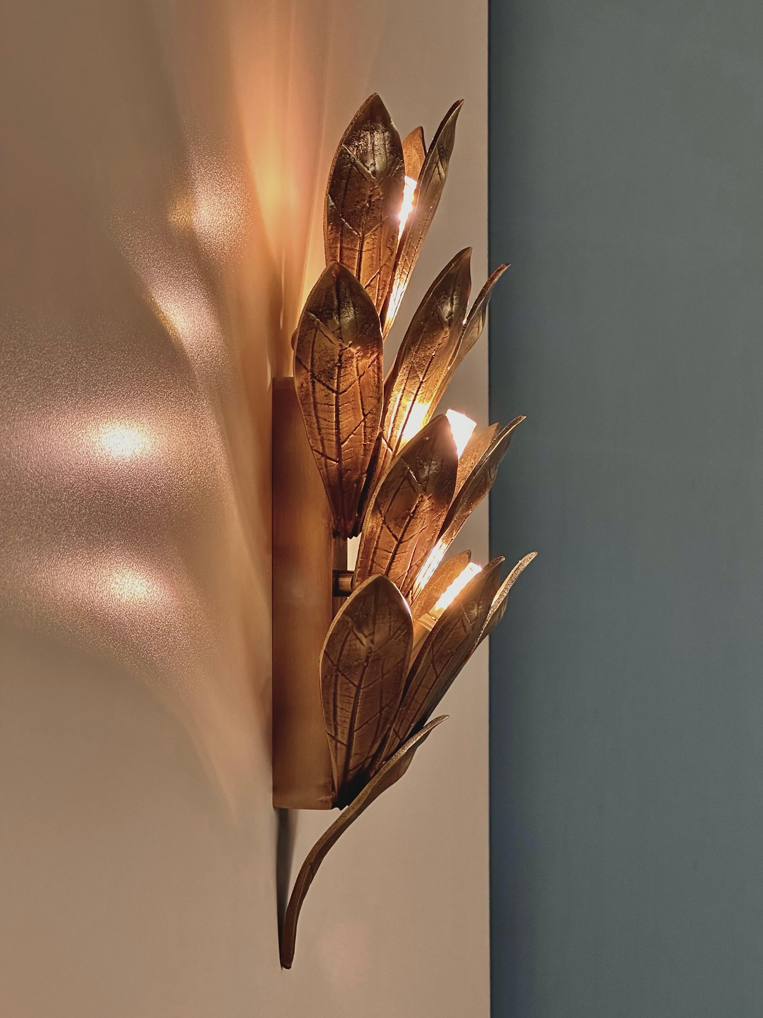 Alcoron Sculptural Brass Casting Wall Sconce For Sale 2