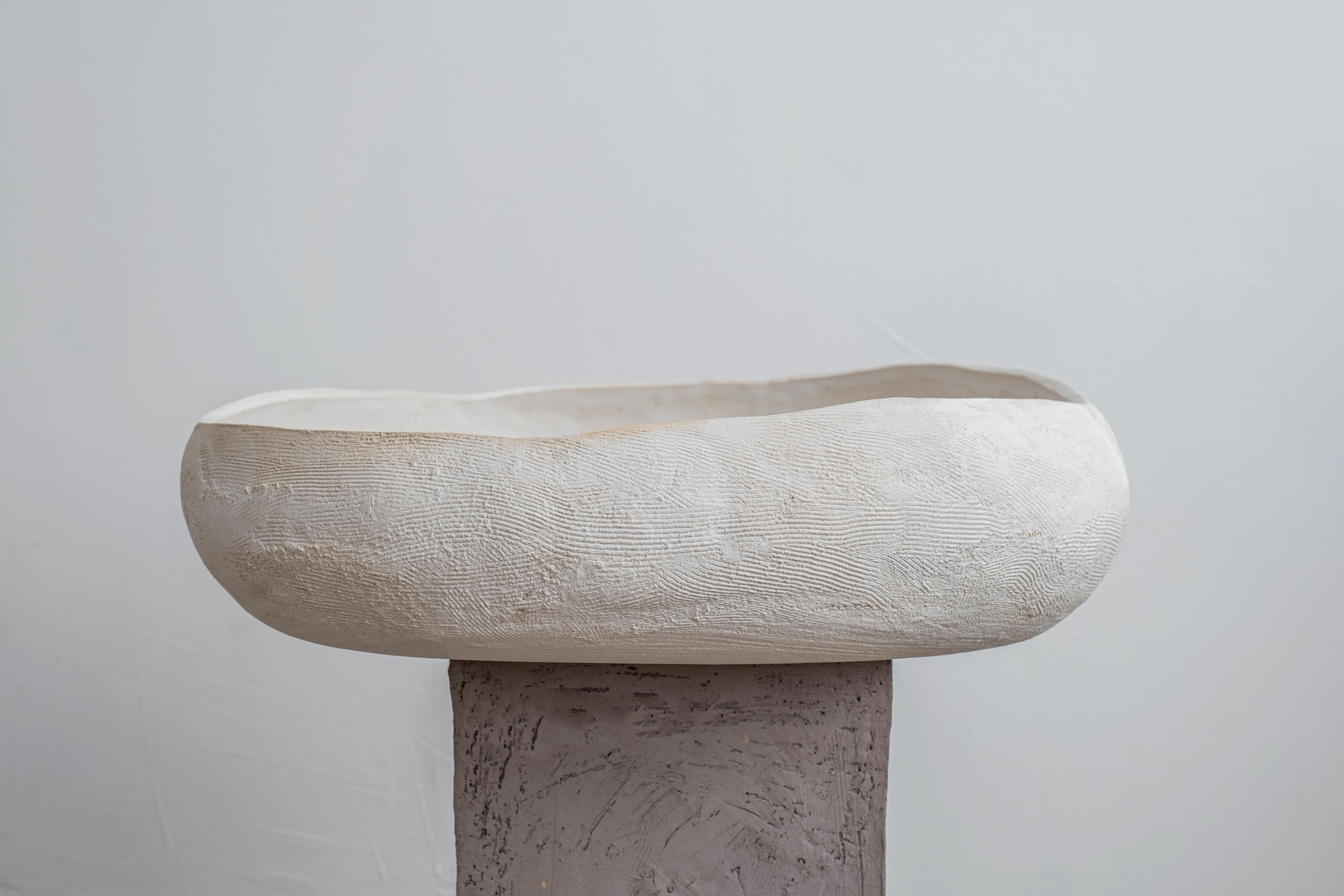 Alcove #7 sculpture by Margaux Leycuras.
One of a kind, signed and numbered.
Dimensions: D 46 x H 41 cm.
Material: sandy stoneware with a porcelain slip finish and white glaze inside.

The piece is signed, numbered and delivered with a