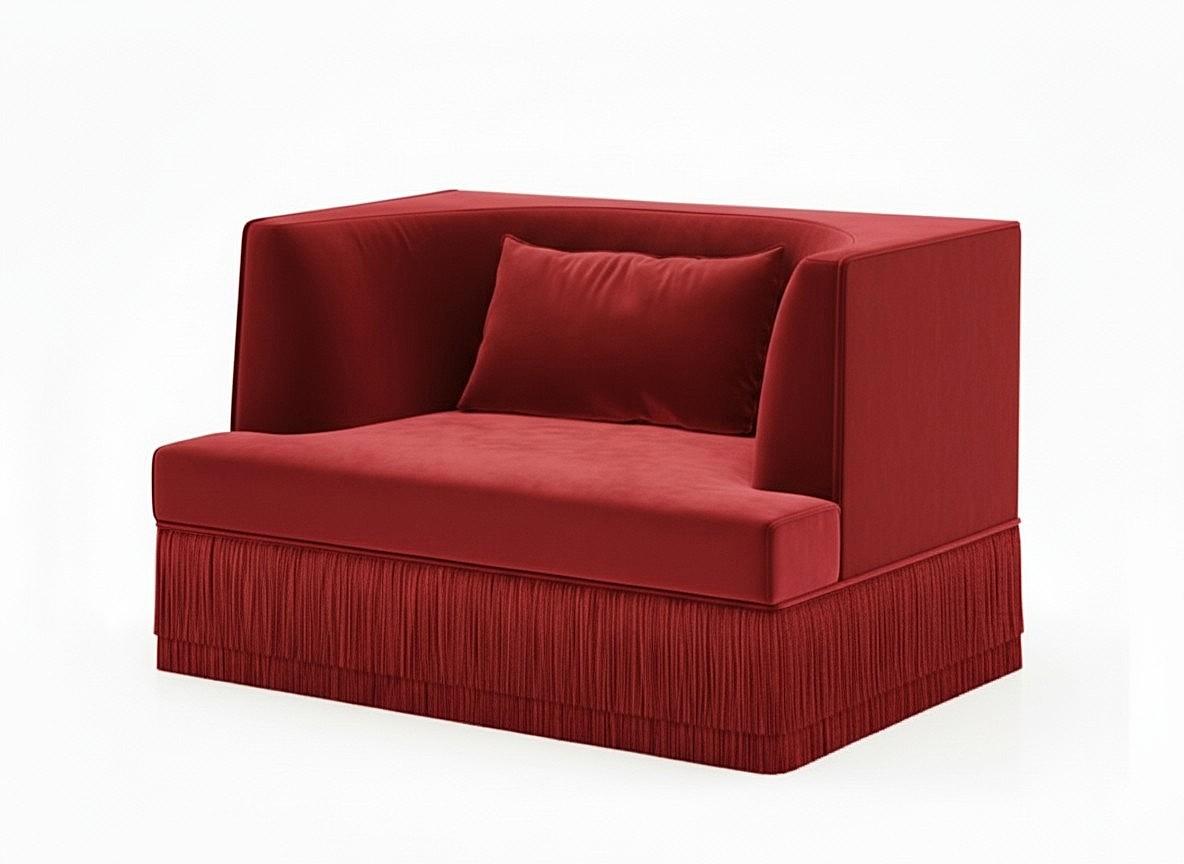 Moderne Fauteuil Alcove en velours d'Alpaga avec jupe à franges, Sidani Design/One en vente