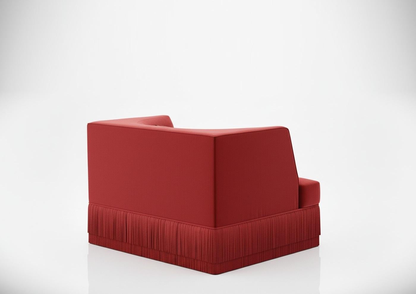 Sillón Alcove De Terciopelo De Alpaca Con Faldón De Flecos, Sidani Design en venta 4