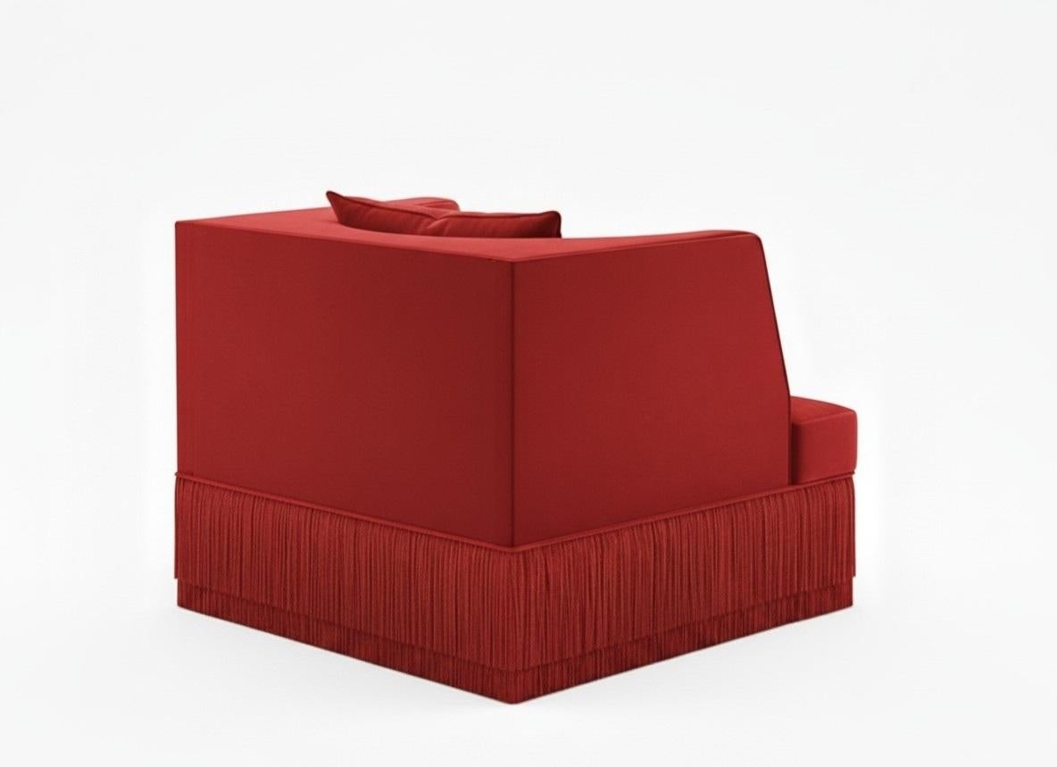 Fait main Fauteuil Alcove en velours d'Alpaga avec jupe à franges, Sidani Design/One en vente
