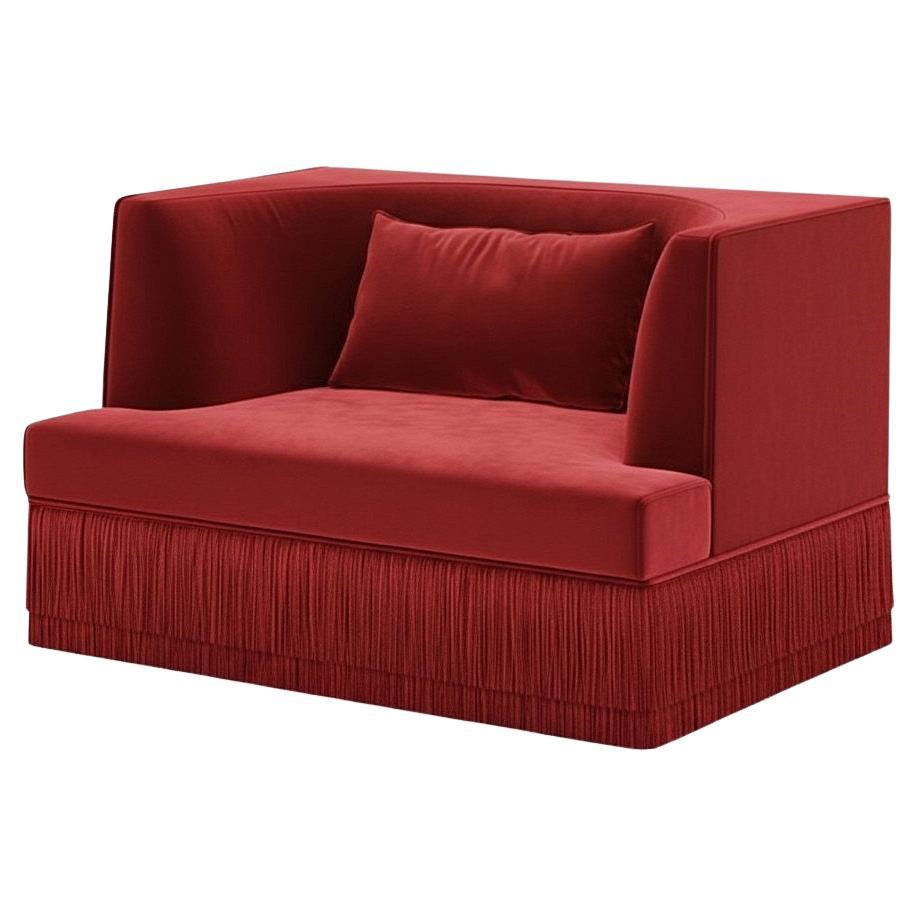 Poltrona Alcove in velluto di alpaca con gonna a frange, Sidani Design