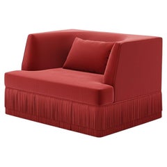Fauteuil Alcove en velours d'Alpaga avec jupe à franges, Sidani Design/One