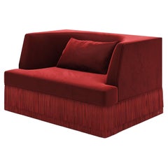 Poltrona Alcove in velluto di alpaca con gonna a frange, Sidani Design