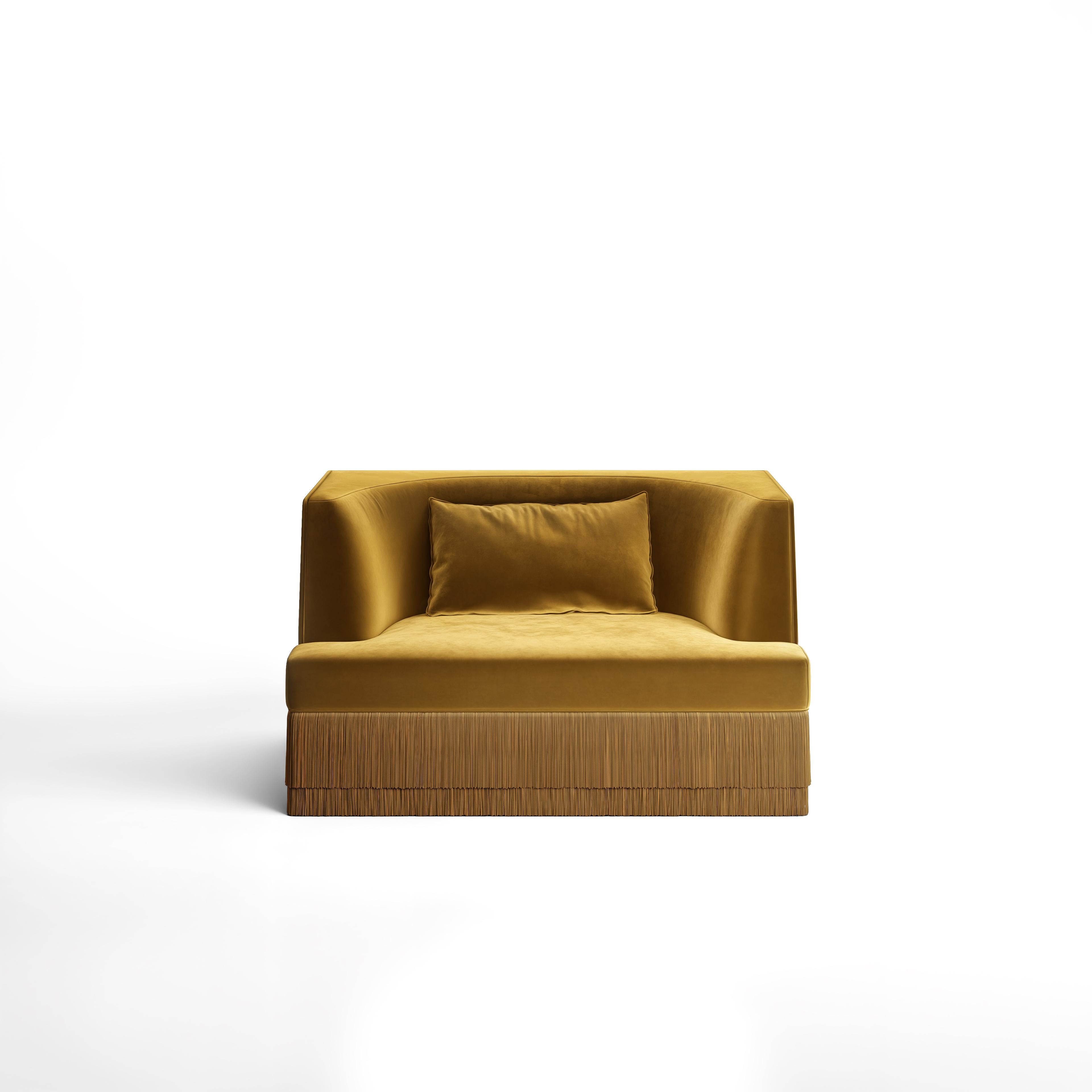 A sculptural statement piece defined by its architectural silhouette and introspective form. The Alcove Sofa embraces a bold exterior — rectangular and linear — that gently reveals a soft, concave inner curve. The design evokes the feeling of a