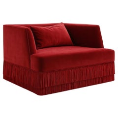 Poltrona lineare contemporanea Alcove con schienale curvo in velluto di alpaca