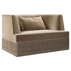 Alcove Contemporary Linear Armchair With Curved Back In Alpaca Velvet
