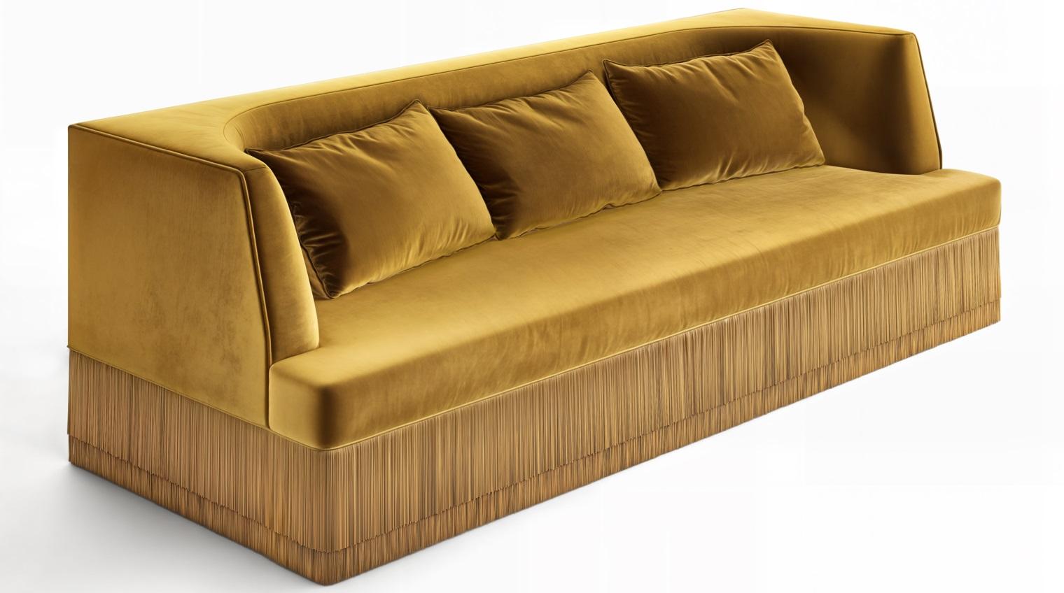 A sculptural statement piece defined by its architectural silhouette and introspective form. The Alcove Sofa embraces a bold exterior — rectangular and linear — that gently reveals a soft, concave inner curve. The design evokes the feeling of a