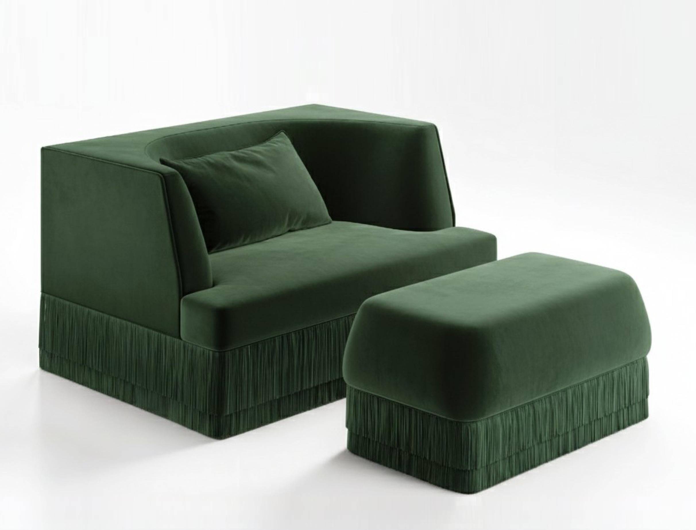 A sculptural statement piece defined by its architectural silhouette and introspective form. The Alcove Sofa embraces a bold exterior — rectangular and linear — that gently reveals a soft, concave inner curve. The design evokes the feeling of a