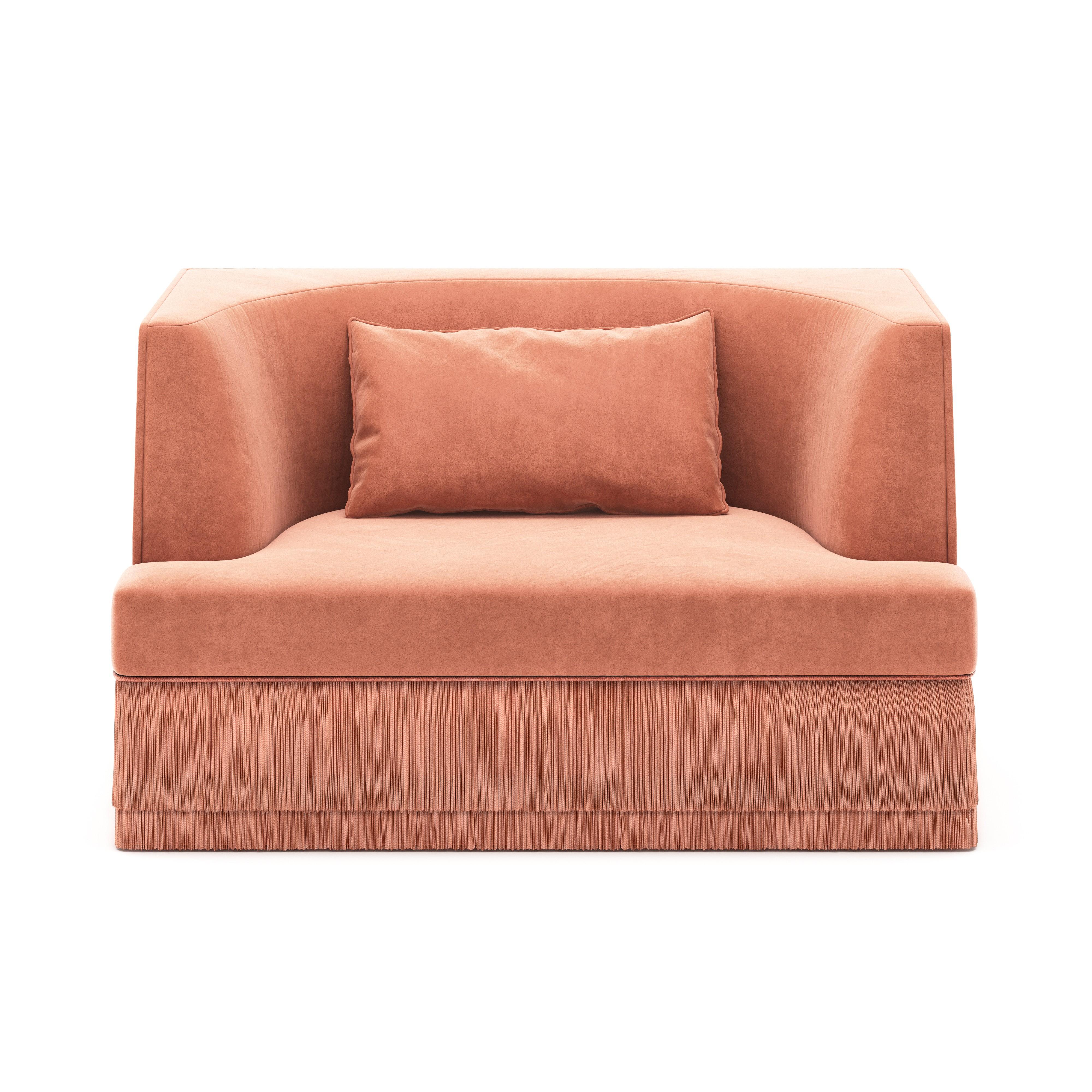 A sculptural statement piece defined by its architectural silhouette and introspective form. The Alcove Sofa embraces a bold exterior — rectangular and linear — that gently reveals a soft, concave inner curve. The design evokes the feeling of a