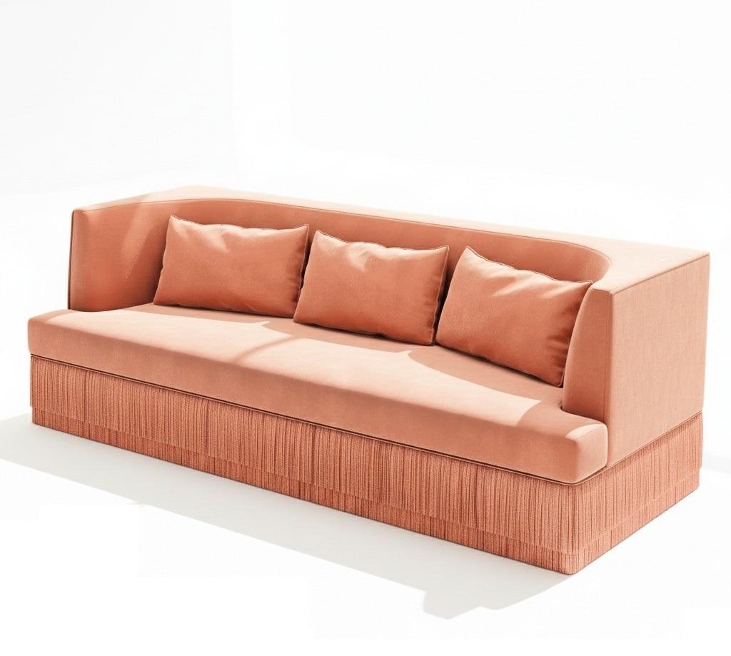 A sculptural statement piece defined by its architectural silhouette and introspective form. The Alcove Sofa embraces a bold exterior — rectangular and linear — that gently reveals a soft, concave inner curve. The design evokes the feeling of a