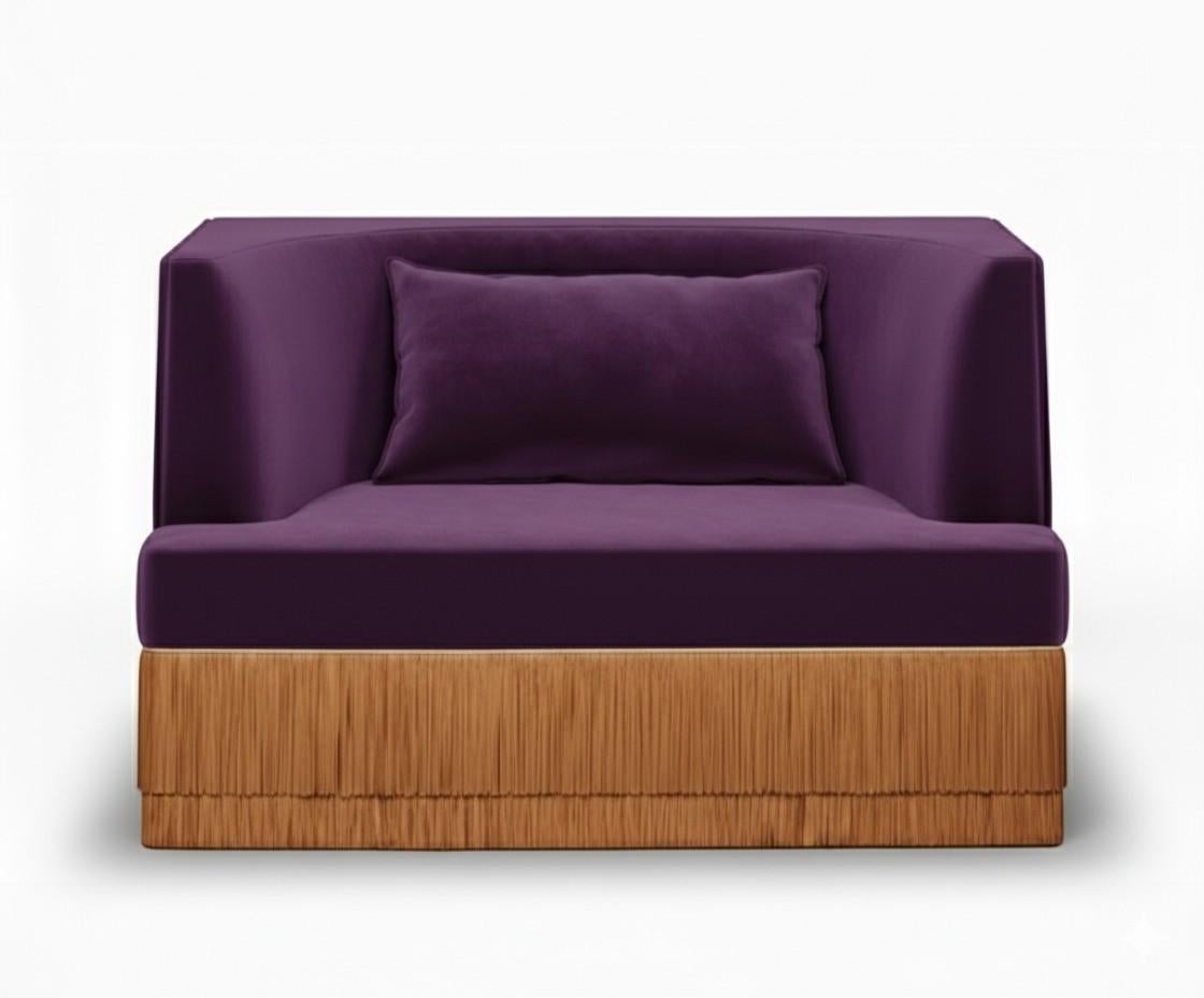 A sculptural statement piece defined by its architectural silhouette and introspective form. The Alcove Sofa embraces a bold exterior — rectangular and linear — that gently reveals a soft, concave inner curve. The design evokes the feeling of a