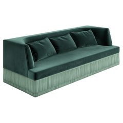 Sofá Lineal Alcove De Terciopelo De Alpaca Con Faldón De Flecos, Diseño Sidani