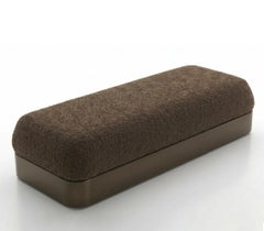 Alcove Monolithic Bench in Mohair Wool Fabric with Sealed Lacquer Base