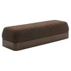 Alcove Monolithic Bench in Mohair Wool Fabric with Sealed Lacquer Base