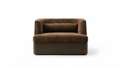 Alcove Monolithic Lounge Chair in Mohair Velvet with Sealed Lacquer Base