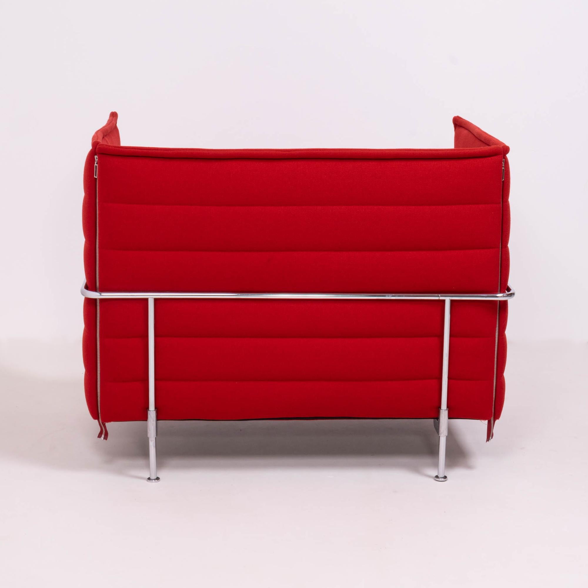 Steel Alcove Red Loveseat Sofa by Ronan & Erwan Bouroullec for Vitra, Set of 2