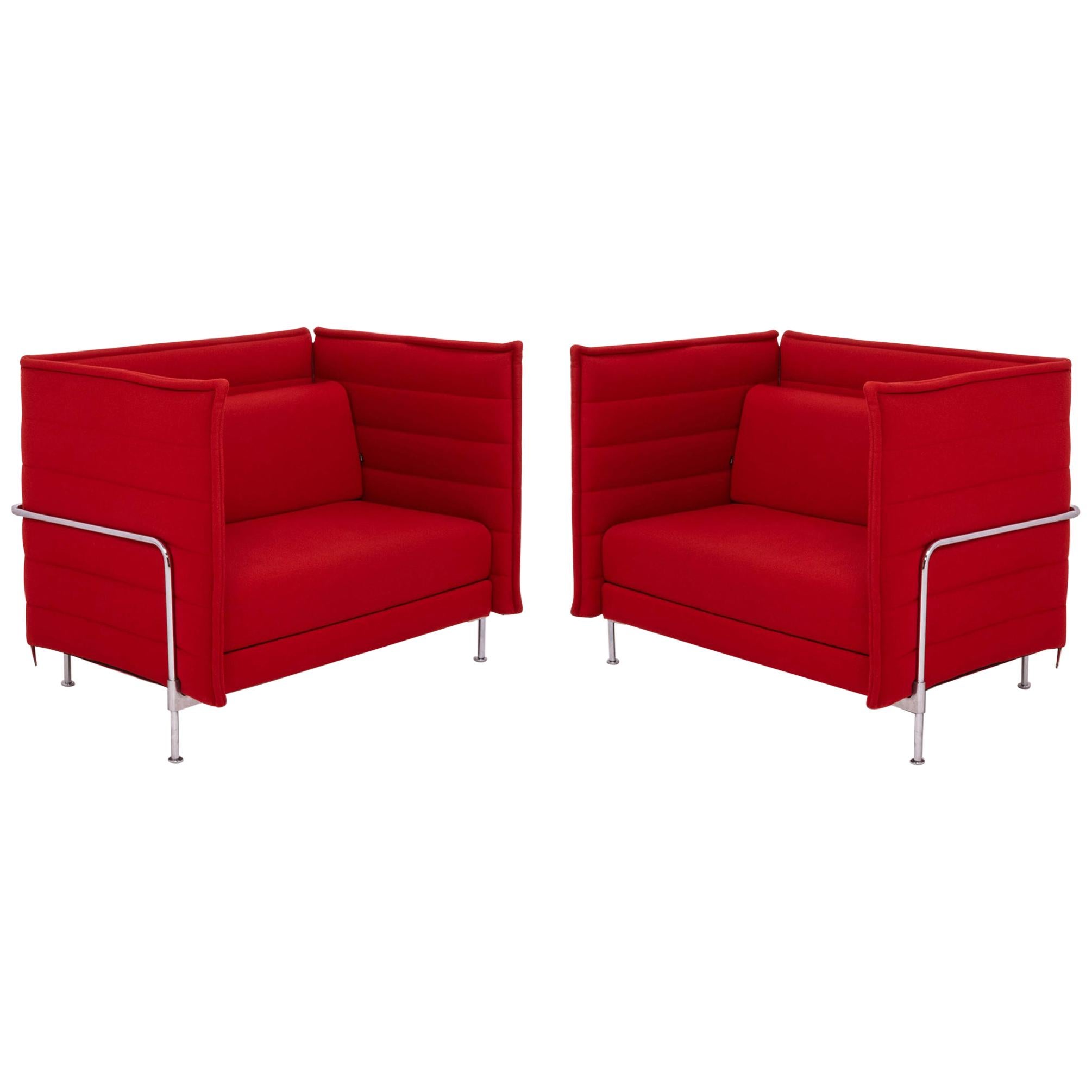 Alcove Red Loveseat Sofa by Ronan & Erwan Bouroullec for Vitra, Set of 2