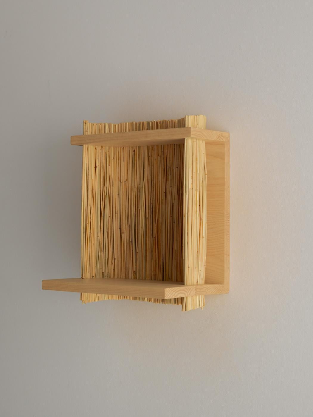 Contemporary ALCOVE Wall Shelf Module 1, Ash wood, Handmade in France For Sale