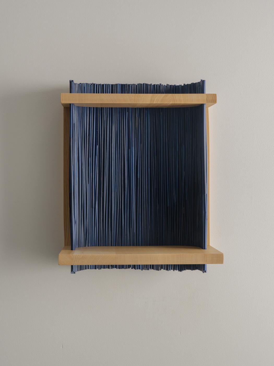 Straw ALCOVE Wall Shelf Module 1, Ash wood, Handmade in France For Sale