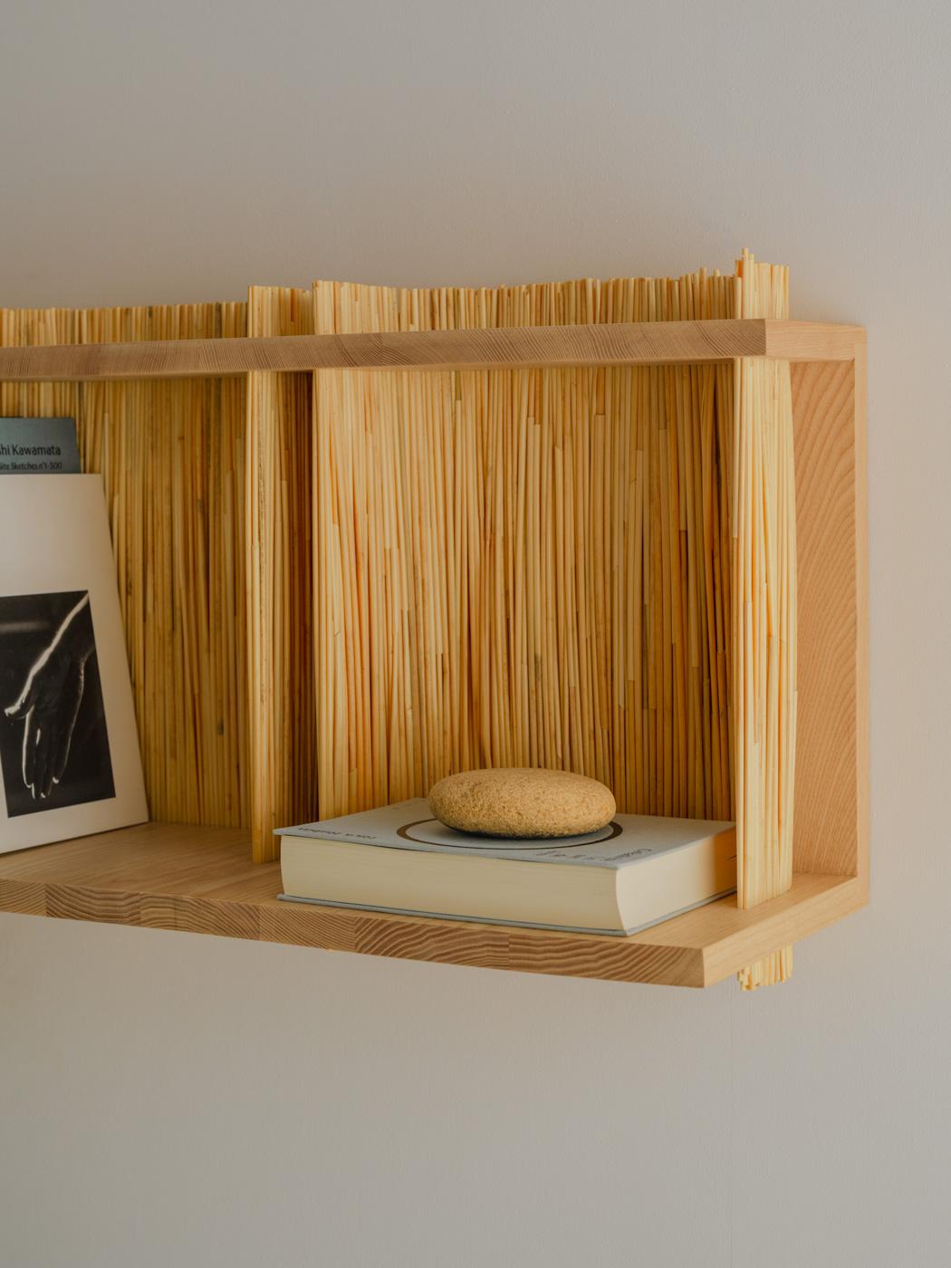 ALCOVE Wall Shelf Module 3, Ash Wood, Handmade in France In New Condition For Sale In MARSEILLE, FR