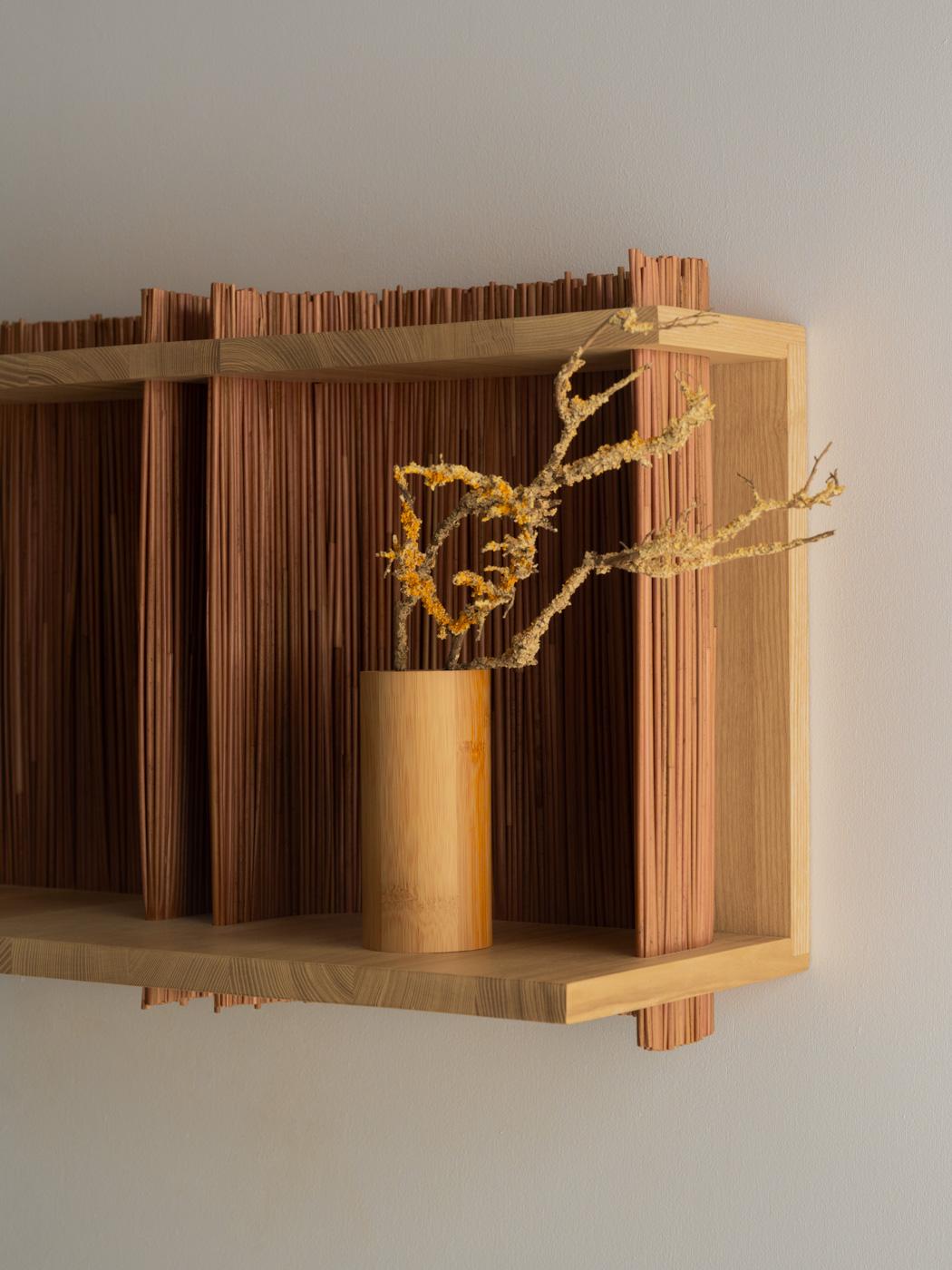 ALCOVE Wall Shelf Module 3, Ash Wood, Handmade in France For Sale 1