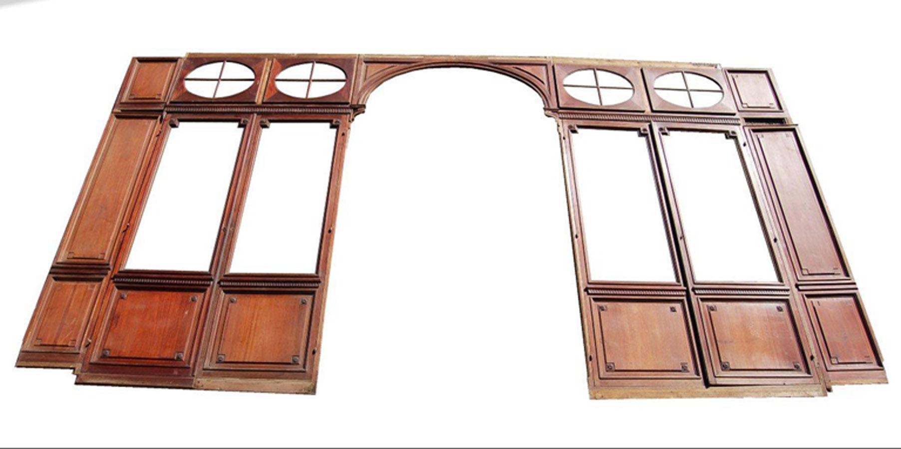 Alcove Woodwork W 224.410 x H 129.920 In Mahogany Louis XVI Style For Sale 5