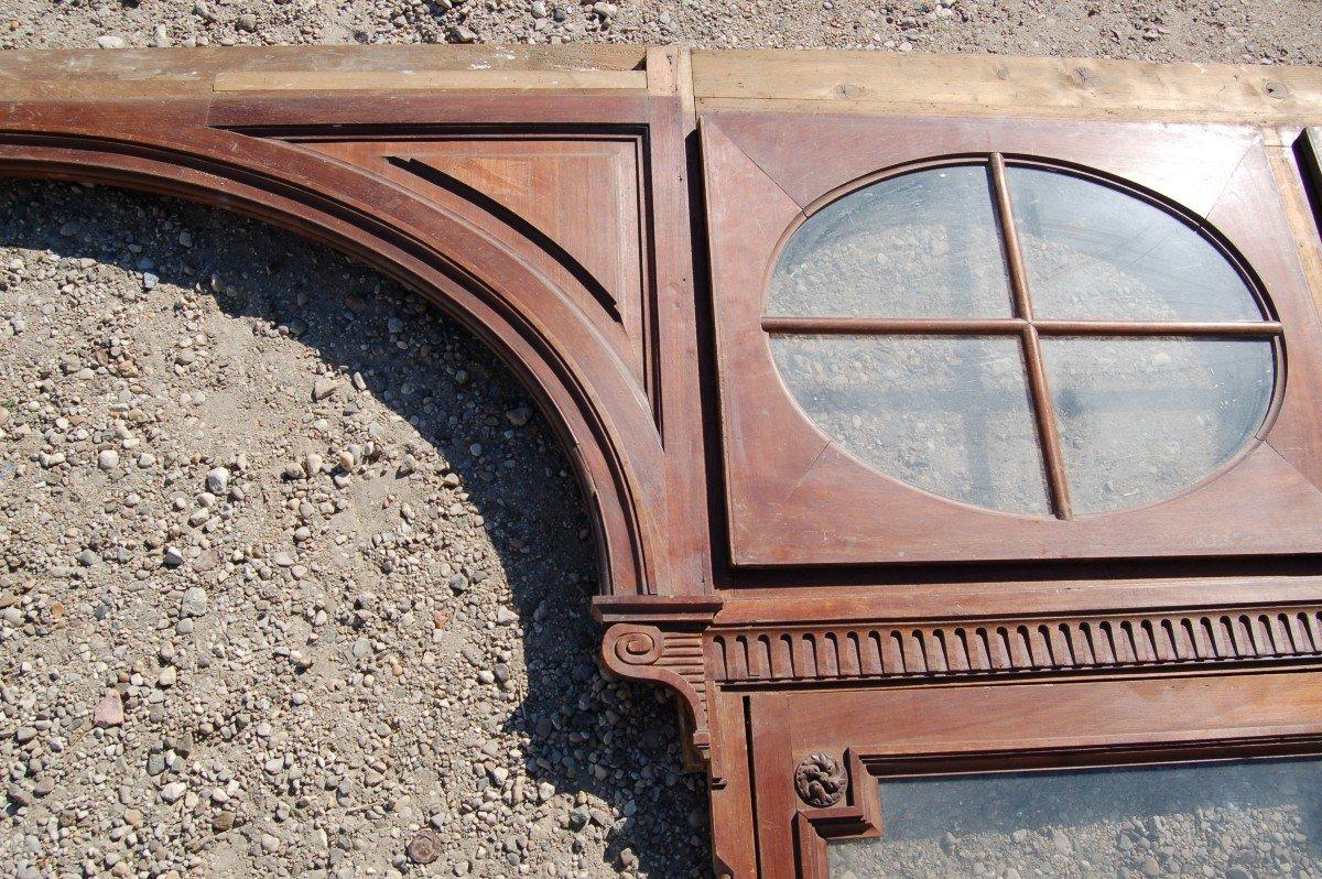 Patinated Alcove Woodwork W 224.410 x H 129.920 In Mahogany Louis XVI Style For Sale