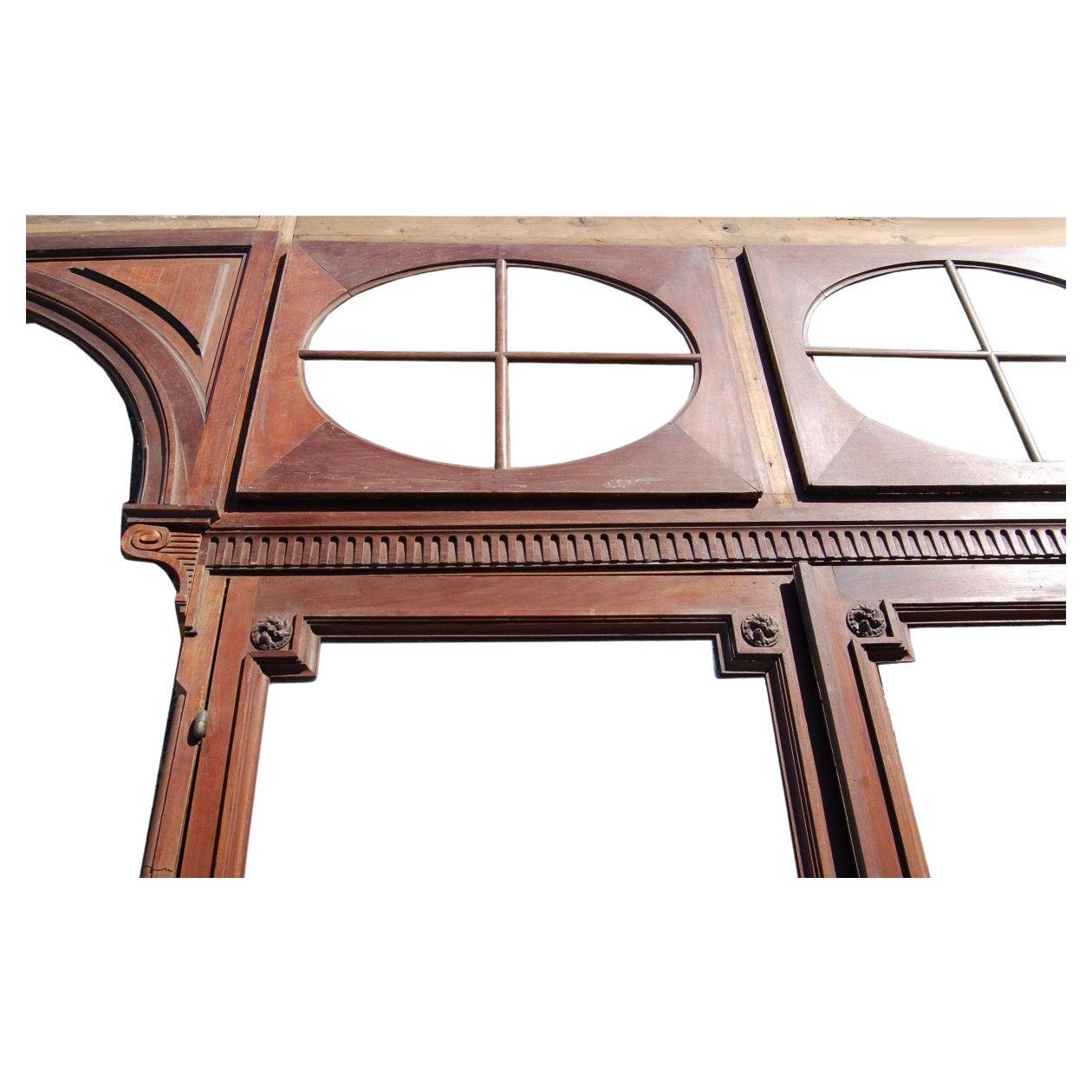 Alcove Woodwork W 224.410 x H 129.920 In Mahogany Louis XVI Style For Sale