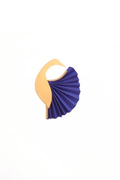 Alcyon Brooch in Blue Silk, Bronze & 24k Vermeil Gold by Katerina Makriyianni