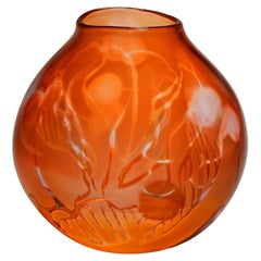 Alcyoneum Coral Burnt Orange blown glass Graal Vessel