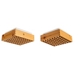 Alda, Flush Mounts, Pine, Metal, Sweden, 1980s