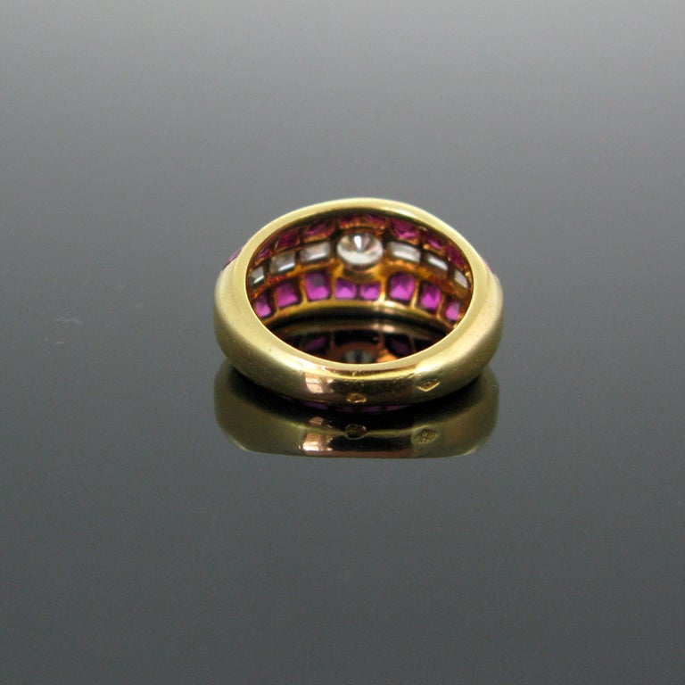Aldebert Contemporary Ruby Diamonds Yellow Gold Cocktail Ring For Sale ...